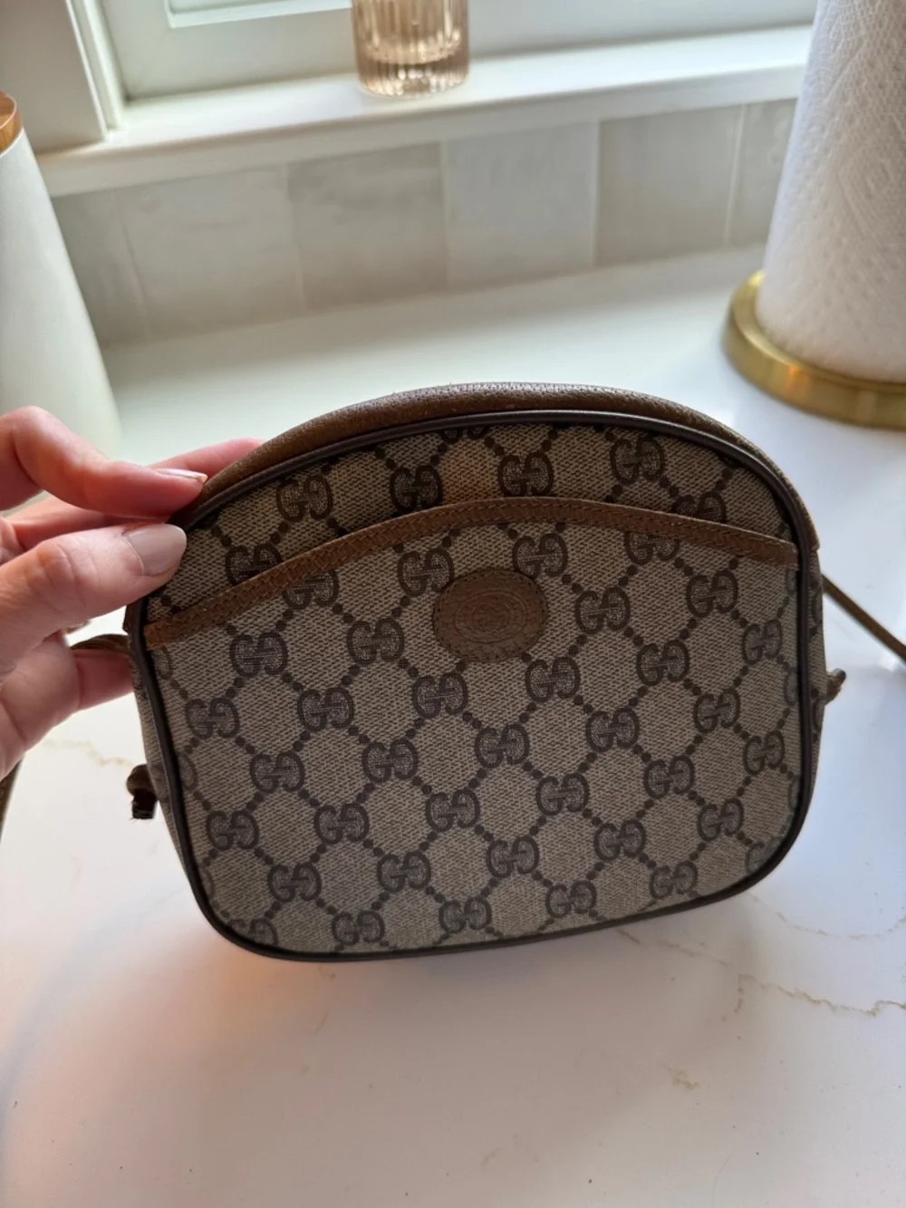 Gucci GG Canvas Crossbody Bag Tan Brown Signature GG - Picture 2 of 7